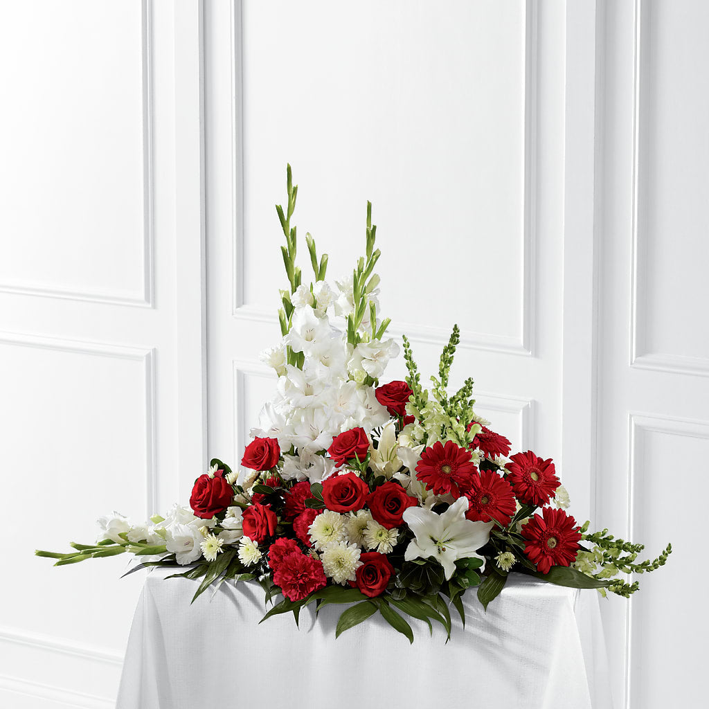 Crimson & White Arrangement – Flowers On Fourteenth, Washington DC
