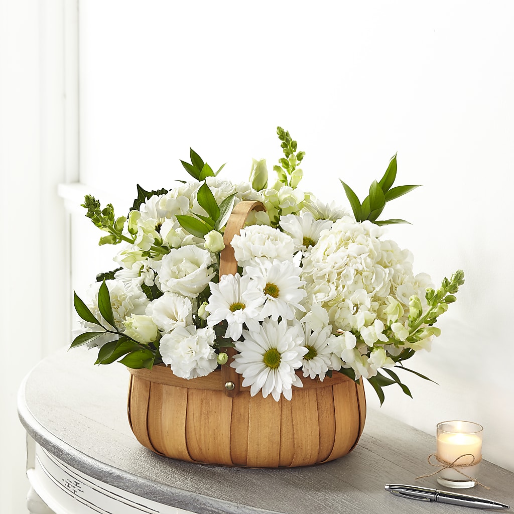 Pure Ivory Basket – Flowers On Fourteenth, Washington DC