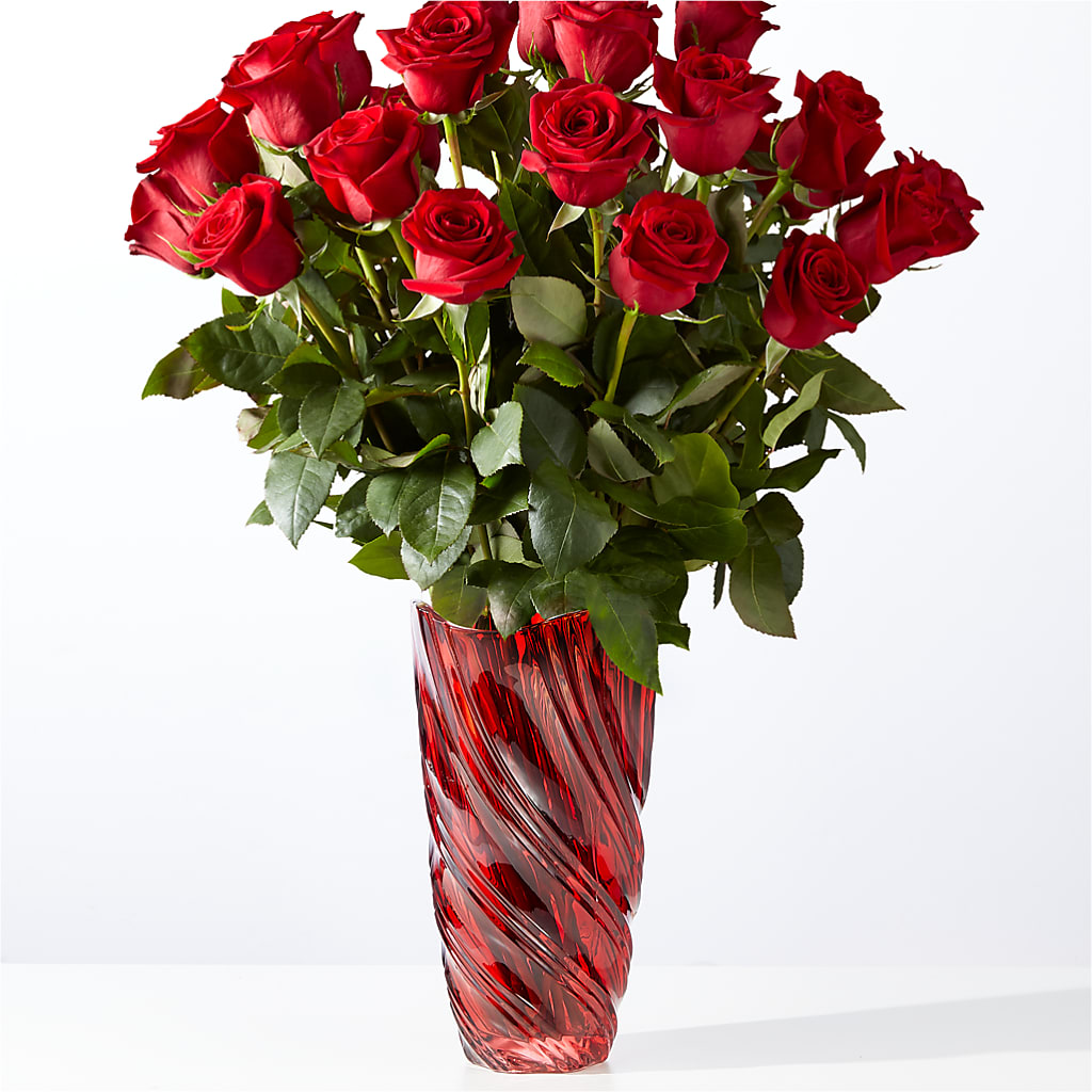 Classic Love Red Rose Bouquet with Luxe Swirl Vase – Flowers On Fourteenth, Washington DC
