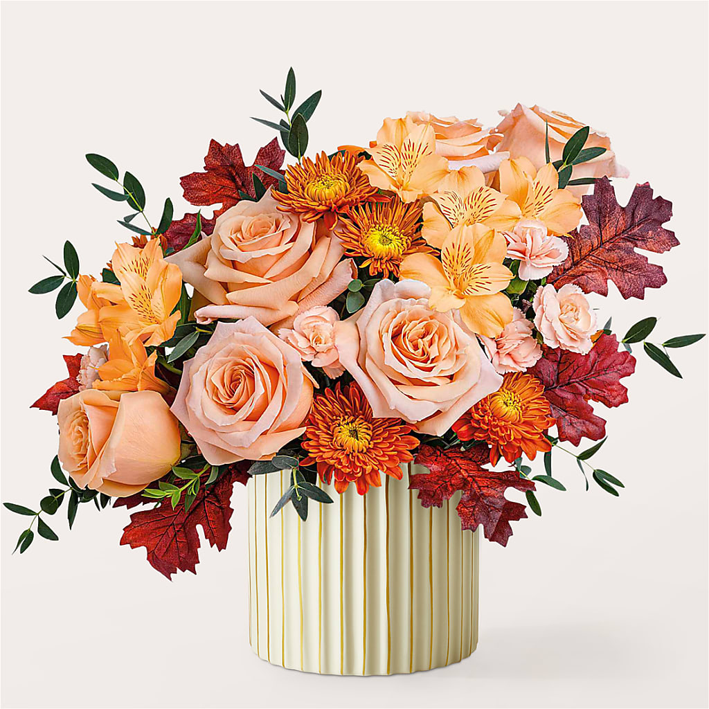 Spiced Latte Bouquet with Ivory Vase – Flowers On Fourteenth, Washington DC