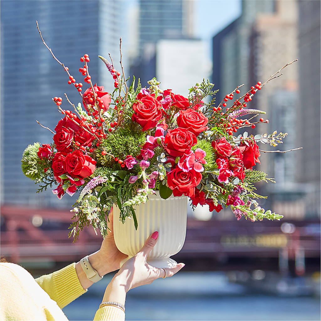 Big Red Bow Bouquet –  Flowers On Fourteenth, Washington DC