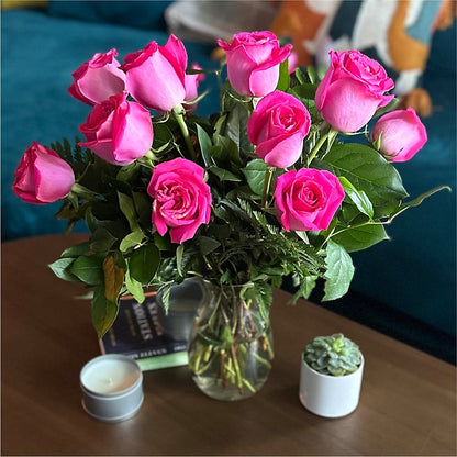 Long Stem Pink Rose Bouquet –  Flowers On Fourteenth, Washington DC