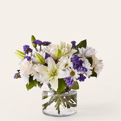 lavender fields mixed flower bouquet with vase Beyond Blue Bouquet – purple, white flower arrangement | Washington, DC