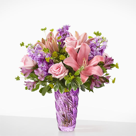 Precious Petals Bouquet with Luxe Swirl Vase –  Flowers On Fourteenth, Washington DC