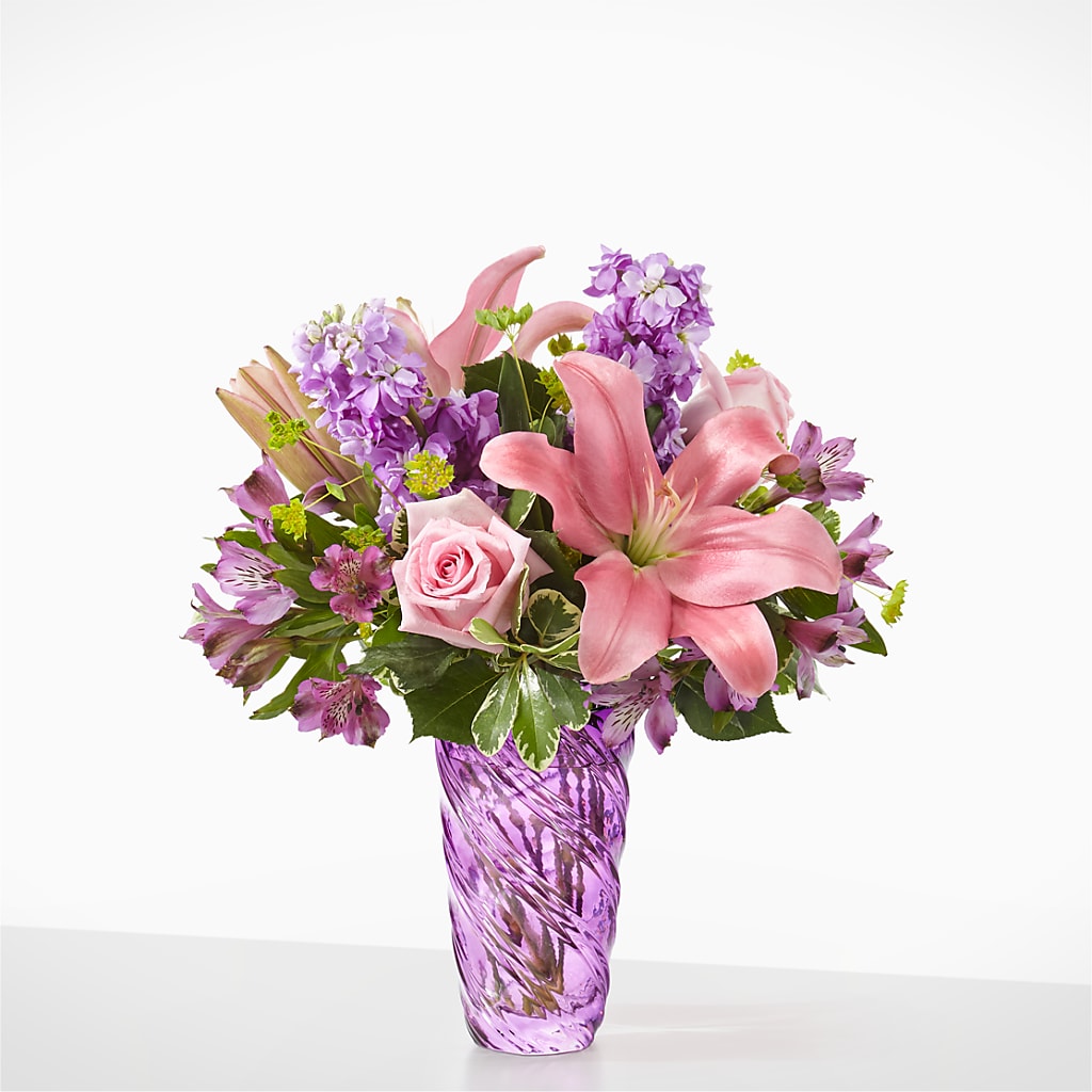 Precious Petals Bouquet with Luxe Swirl Vase –  Flowers On Fourteenth, Washington DC