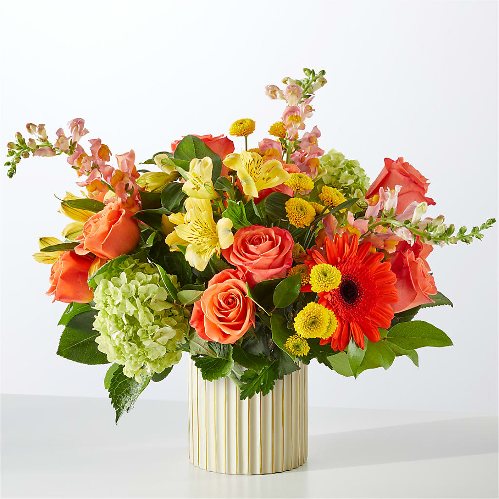 Autumn Sunshine Bouquet with Ivory Vase –  Flowers On Fourteenth, Washington DC