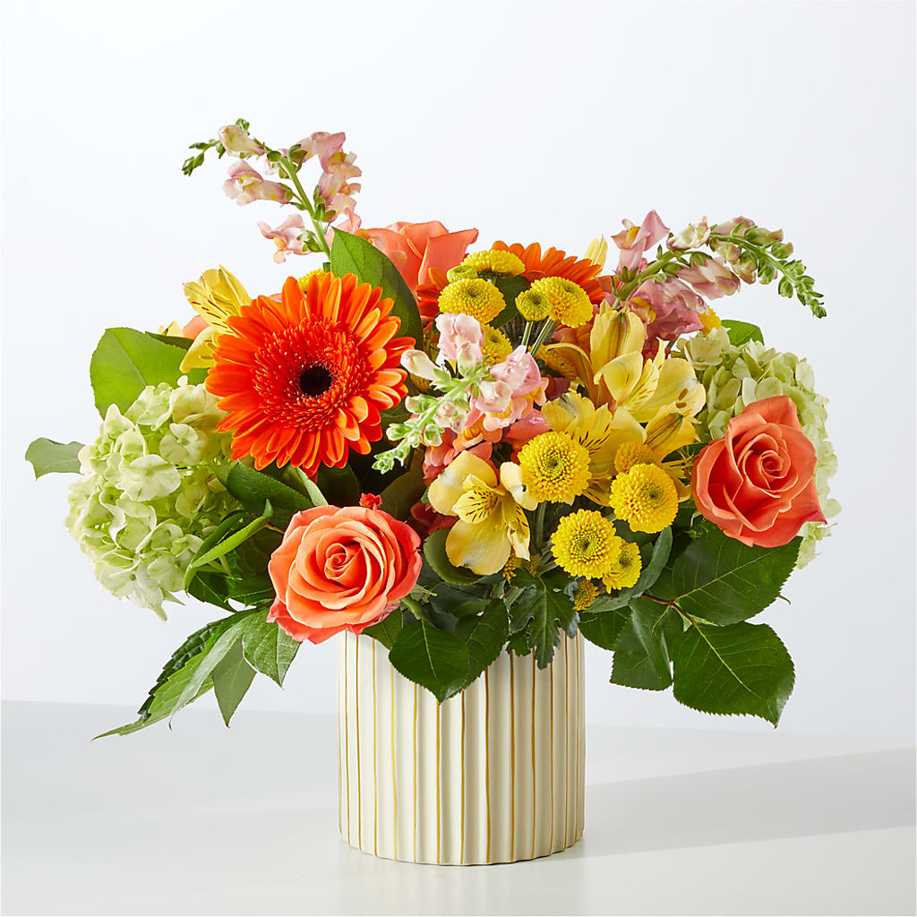 Autumn Sunshine Bouquet with Ivory Vase –  Flowers On Fourteenth, Washington DC