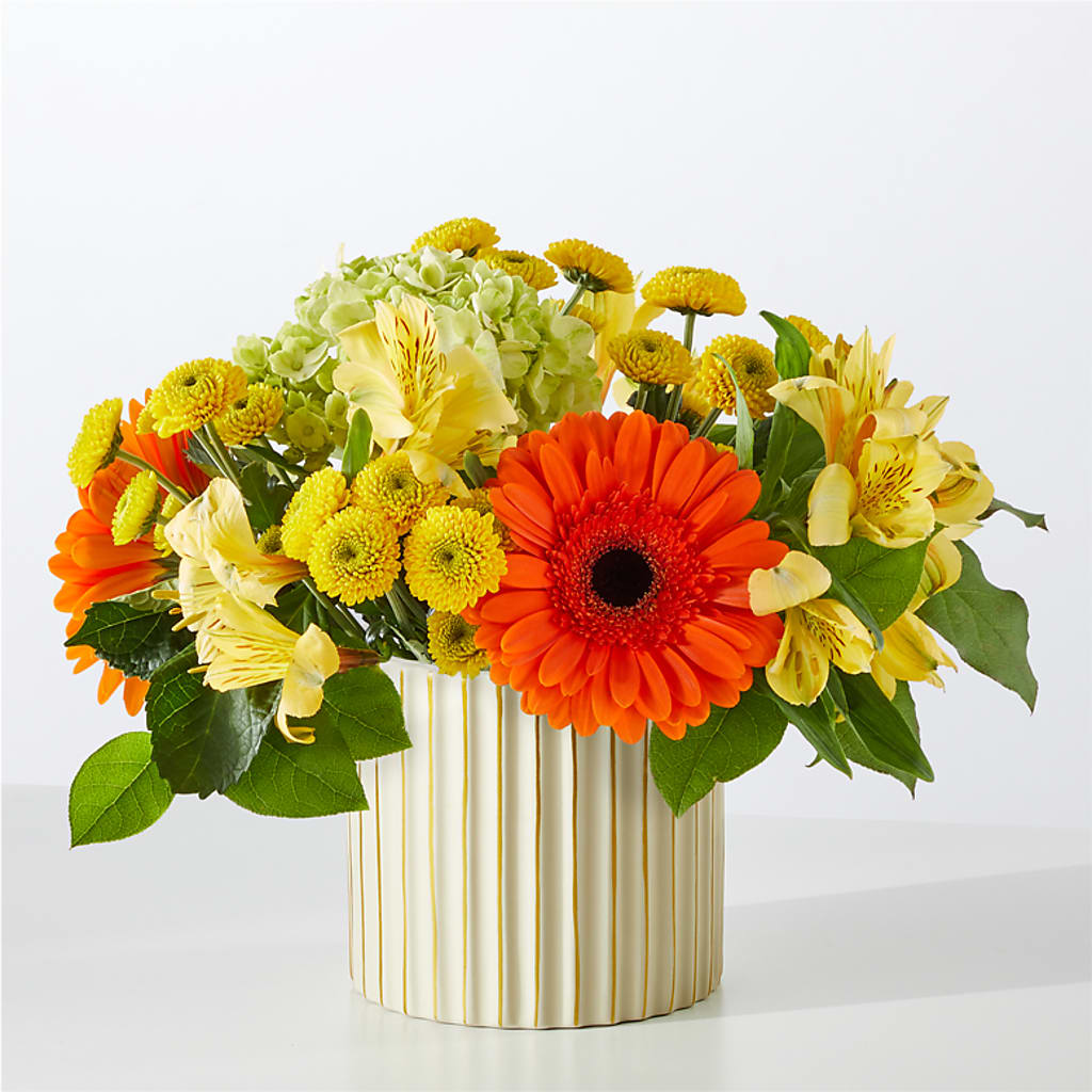 Autumn Sunshine Bouquet with Ivory Vase –  Flowers On Fourteenth, Washington DC