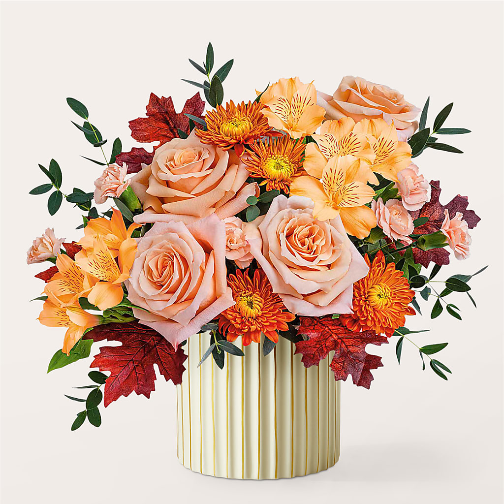 Spiced Latte Bouquet with Ivory Vase –  Flowers On Fourteenth, Washington DC