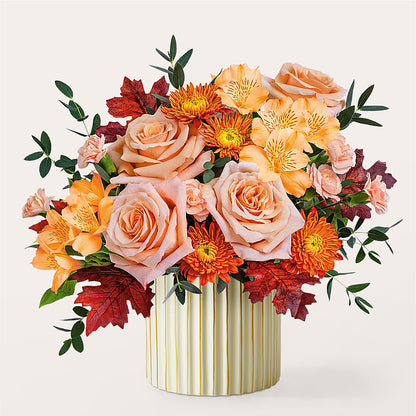 Spiced Latte Bouquet with Ivory Vase –  Flowers On Fourteenth, Washington DC